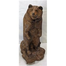 Hand Carved Wood Bear Statue