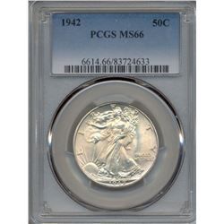 1942 Walking Liberty Half Dollar Coin PCGS MS66