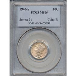 1943-S Mercury Dime Coin PCGS MS66