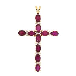 14KT White Gold 6.41ctw Ruby and Diamond Pendant