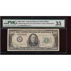 1934 $500 Dallas Federal Reserve Note PMG 35