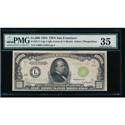 1934 $1000 San Francisco Federal Reserve Note PMG 35
