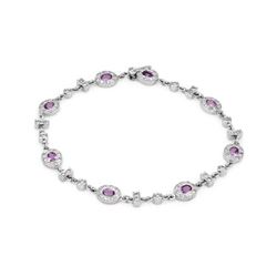 14KT White Gold 2.11ctw Pink Sapphire and Diamond Bracelet