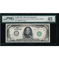 1928 $1000 San Francisco Federal Reserve Note PMG 45