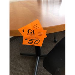3 Newer Black Back Mesh Office Chairs and Round Center Pedestal Table