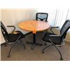 Image 2 : 3 Newer Black Back Mesh Office Chairs and Round Center Pedestal Table