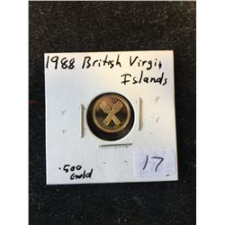 1988 BRITISH VIRGIN ISLANDS $50 GOLD COIN!