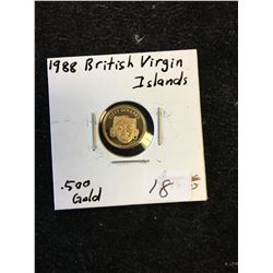 1988 BRITISH VIRGIN ISLANDS $50 GOLD COIN!