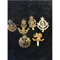 WWII CAP BADGE LOT OF 6 BADGES