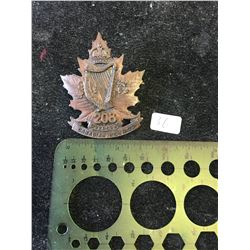 WWI 208th OVERSEAS CANADIAN IRISH BATTALION! RARE CAP BADGE