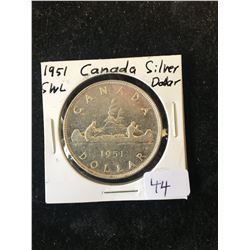 1951 CANADA SILVER DOLLAR! ICCS GRADED MS-63