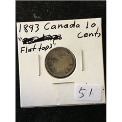 1893 CANADA 10 CENTS.FLAT TOP 3