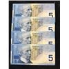 Image 1 : 2002 BANK OF CANADA $5 NOTES .4 IN SEQUENCE