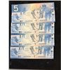 Image 2 : 2002 BANK OF CANADA $5 NOTES .4 IN SEQUENCE
