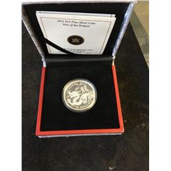 2012 CANADA $15 YEAR OF THE DRAGON FINE SILVER COIN