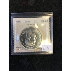 1951 CANADA SILVER DOLLAR! ICCS GRADED MS-63