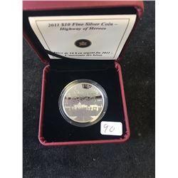 2011 CANADA $10 FINE SILVER COIN.HIGHWAY OF HEROES