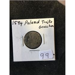 1594 POLAND SIGUSMUND III,TROJKA GROSCHEN