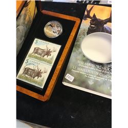 2004 CANADA $5 LIMITED EDITION COIN AND STAMP SET.THE MAJESTIC MOOSE