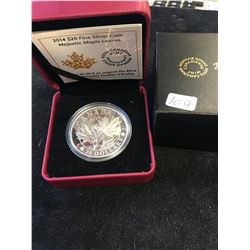 2014 CANADA $20 FINE SILVER COIN.MAJESTIC MAPLE LEAVES