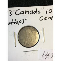 1893(FLAT TOP 3) CANADA 10 CENTS