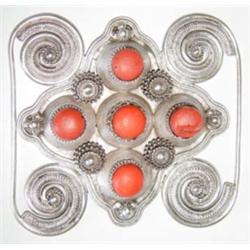 Nepalese Silver and Coral Buckle