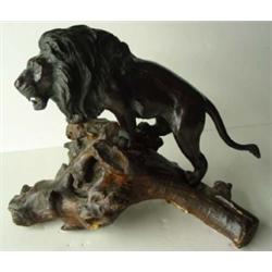 Chinese Bronze Lion on Branch