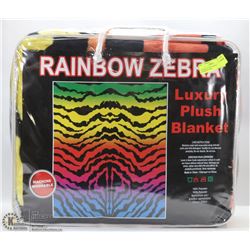 LUXURY PLUSH BLANKET -RAINBOW ZEBRA