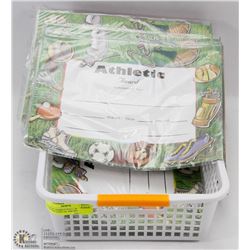 PLASTIC BASKET FULL OF CERTIFICATES OF AWARD