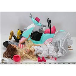 TWO BARBIE'S, BARBIE VESPA, AND MONSTER HIGH