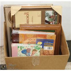 BOX OF NEW FRAMES AND PHOTOALBUMS.