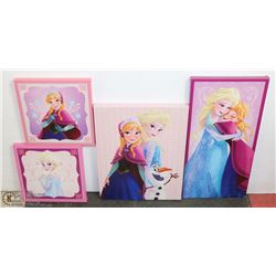 LOT OF 4 DISNEY FROZEN CANVAS WALL HANGINGS