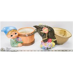 LOT OF 2 CERAMIC PLANTERS CAN BE USED INDOORS