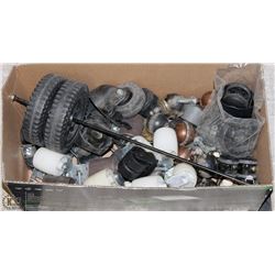LARGE BOX FULL OF CASTORS AND WHEELS -