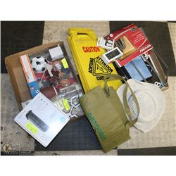 LARGE ASSORTMENT OF ITEMS INCLUDING, CAUTION