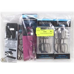 BAG W/10 NEW READING GLASSES +2.00,
