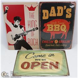 LOT OF 3 NEW METAL MANCAVE SIGNS.