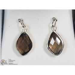 STERLING SILVER SMOKY QUARTZ EARRINGS
