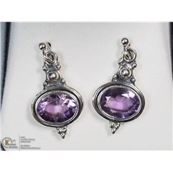 STERLING SILVER AMETHYST EARRINGS (4.5 GRAMS)
