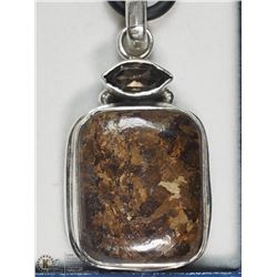 STERLING SILVER SMOKY QUARTZ AND AGATE NECKLACE