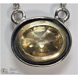 STERLING SILVER LEMON QUARTZ NECKLACE (5 GRAMS)