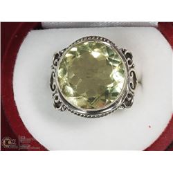 STERLING SILVER GREEN AMETHYST RING SIZE 7