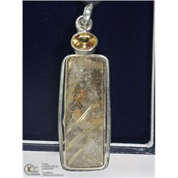 sTERLING SILVER CITRINE AND RUTILATED QUARTZ