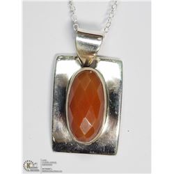 STERLING SILVER ORANGE AGATE NECKLACE (7 GRAMS)