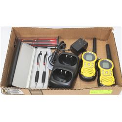 BOX W/3 NEW PEN SETS & USED WALKIE