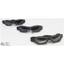 LOT OF 3 ADJUSTABLE FIT SPORTS GOGGLES