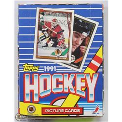 UNOPENED BOX OF 1991 TOPPS HOCKEY CARDS.