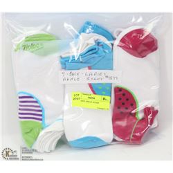 9PK LADIES ANKLE SOCKS