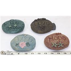 LOT OF 4 NEW HIDE-A-KEY ROCKS W/ WORDS ON THEM