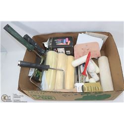 FLAT OF ROLLERS, PAINTBRUSHES AND MORE.